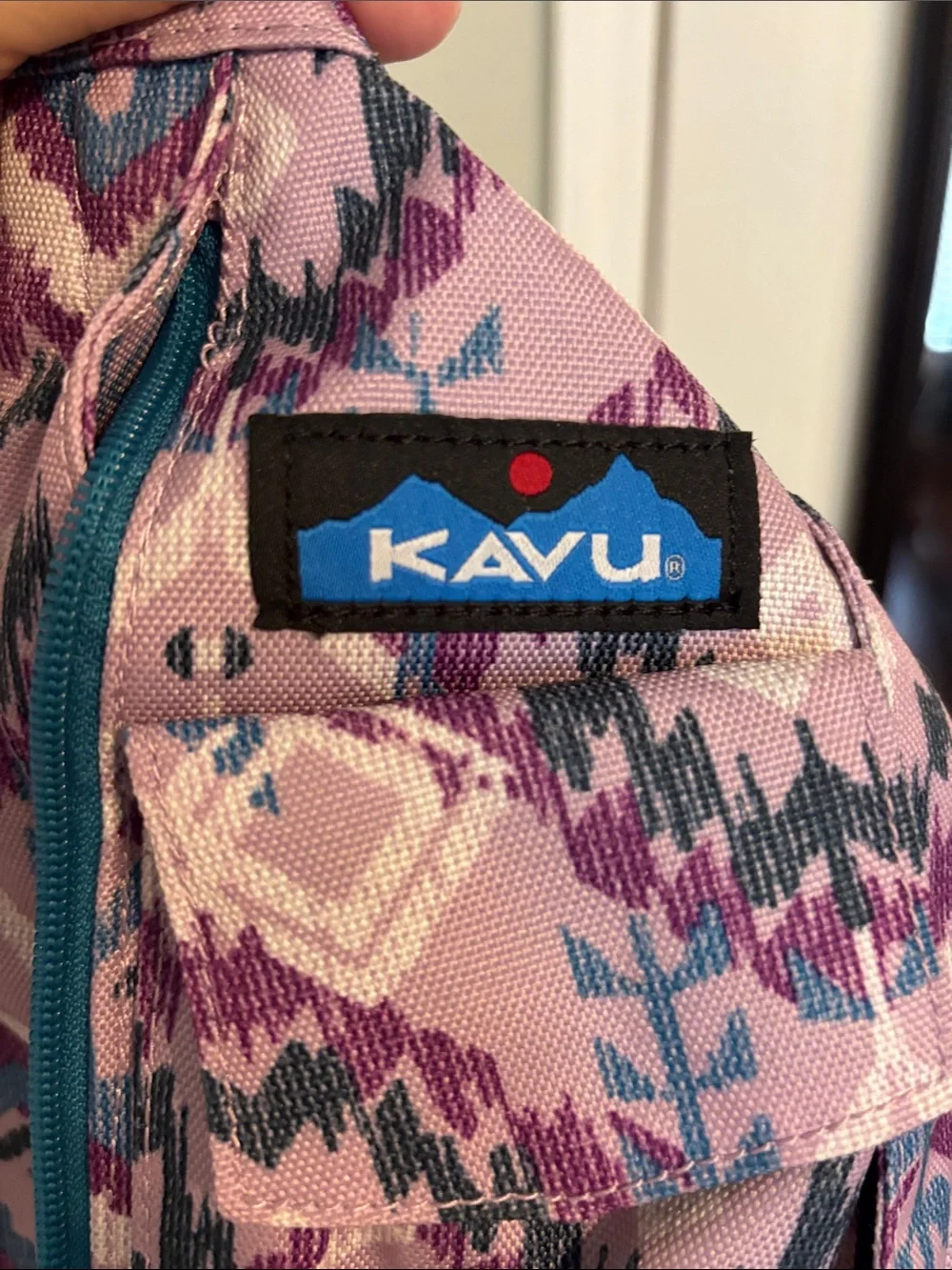 Kavu Teal-Trim Purple Patterned Sling Backpack